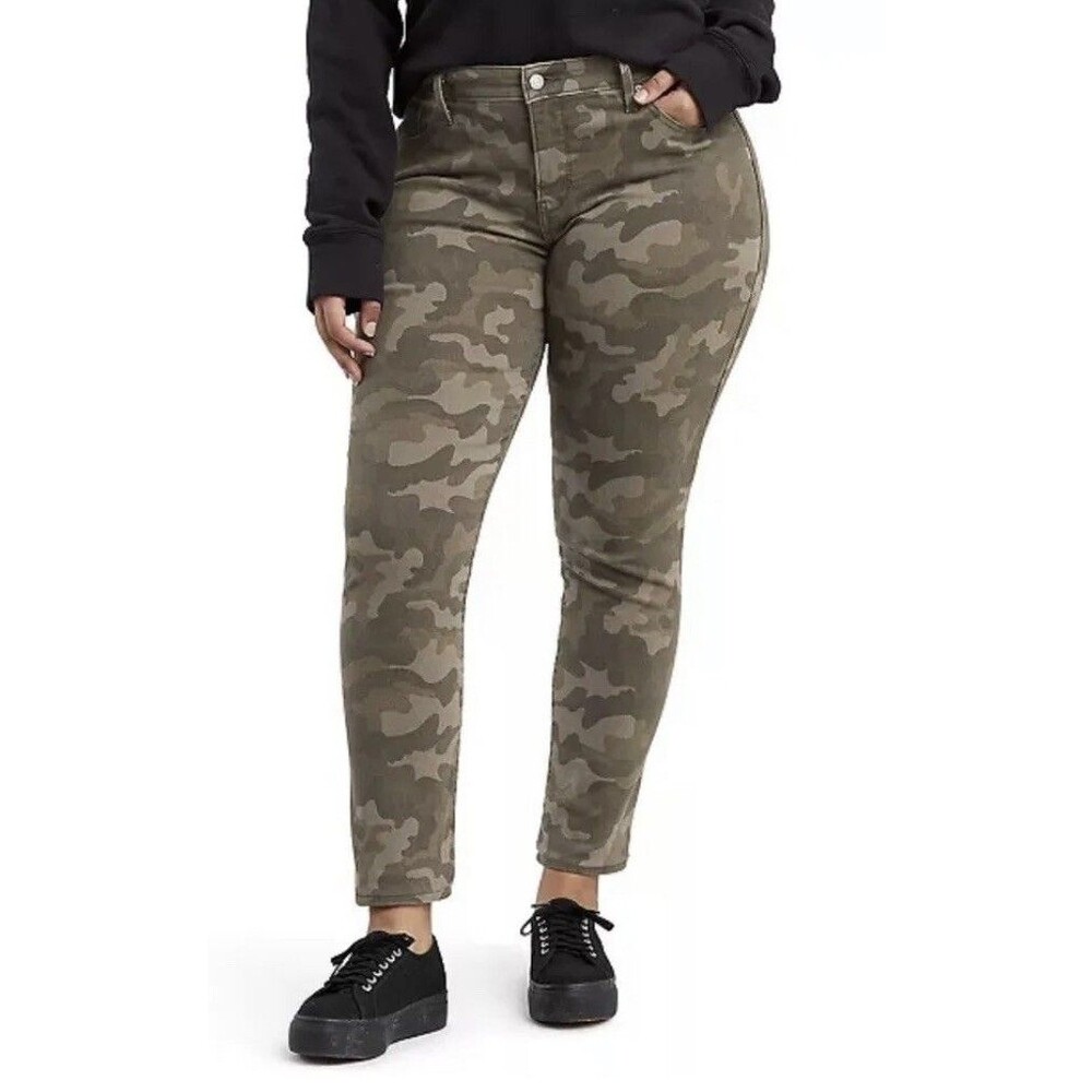 New Levi's 311 Shaping Skinny Jeans Slimming Green Camo Size 24W